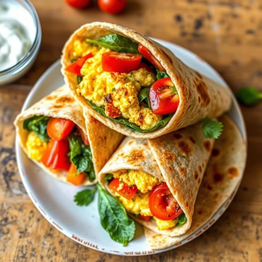 Breakfast Paratha Wrap with Eggs and Veggies