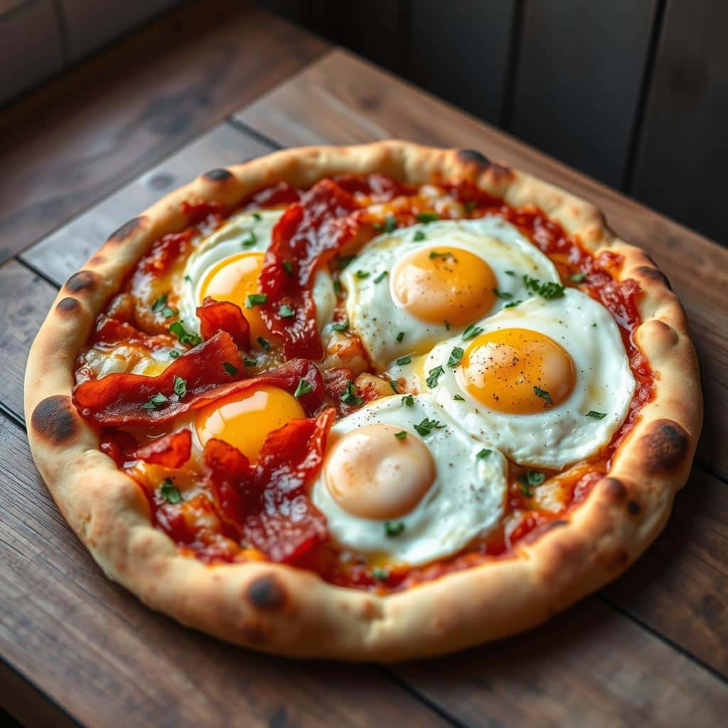 Breakfast Pizza with Bacon and Scrambled Eggs