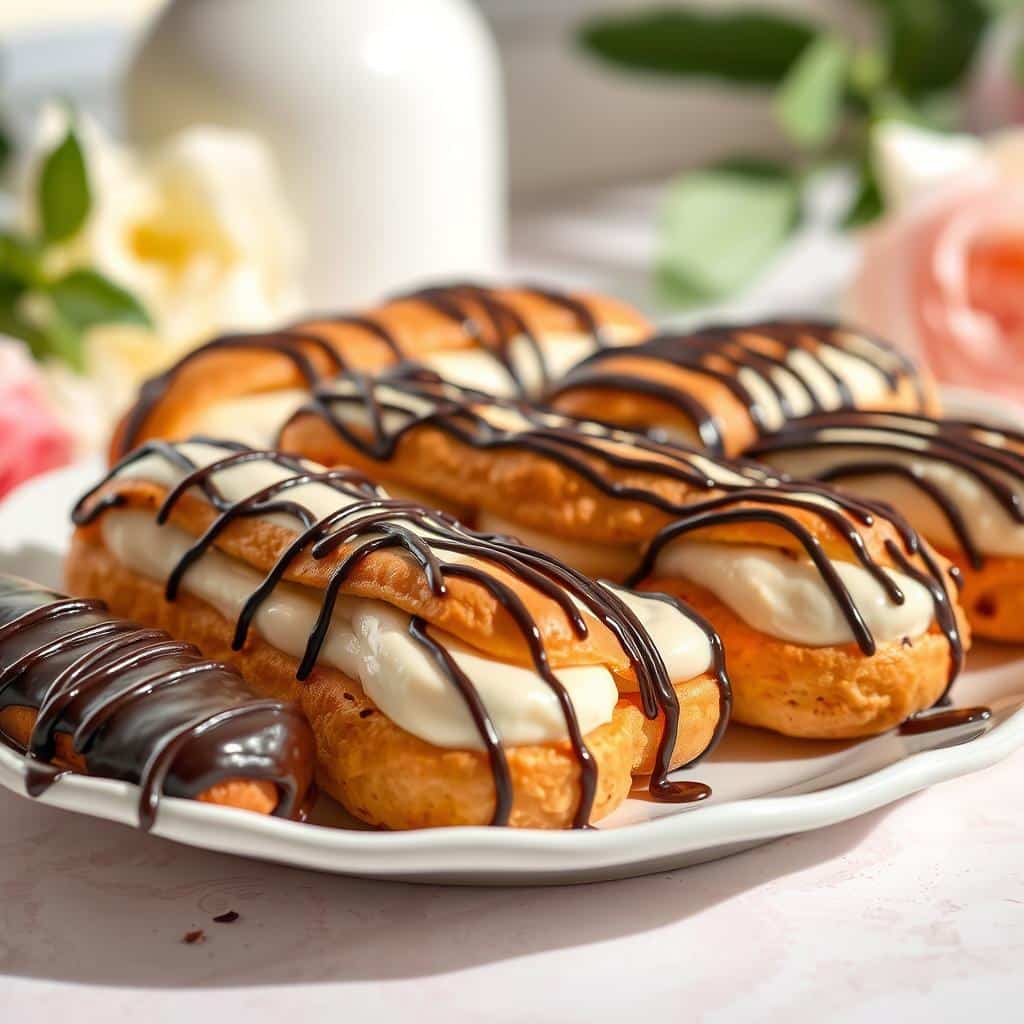 Chocolate Éclairs with Vanilla Filling