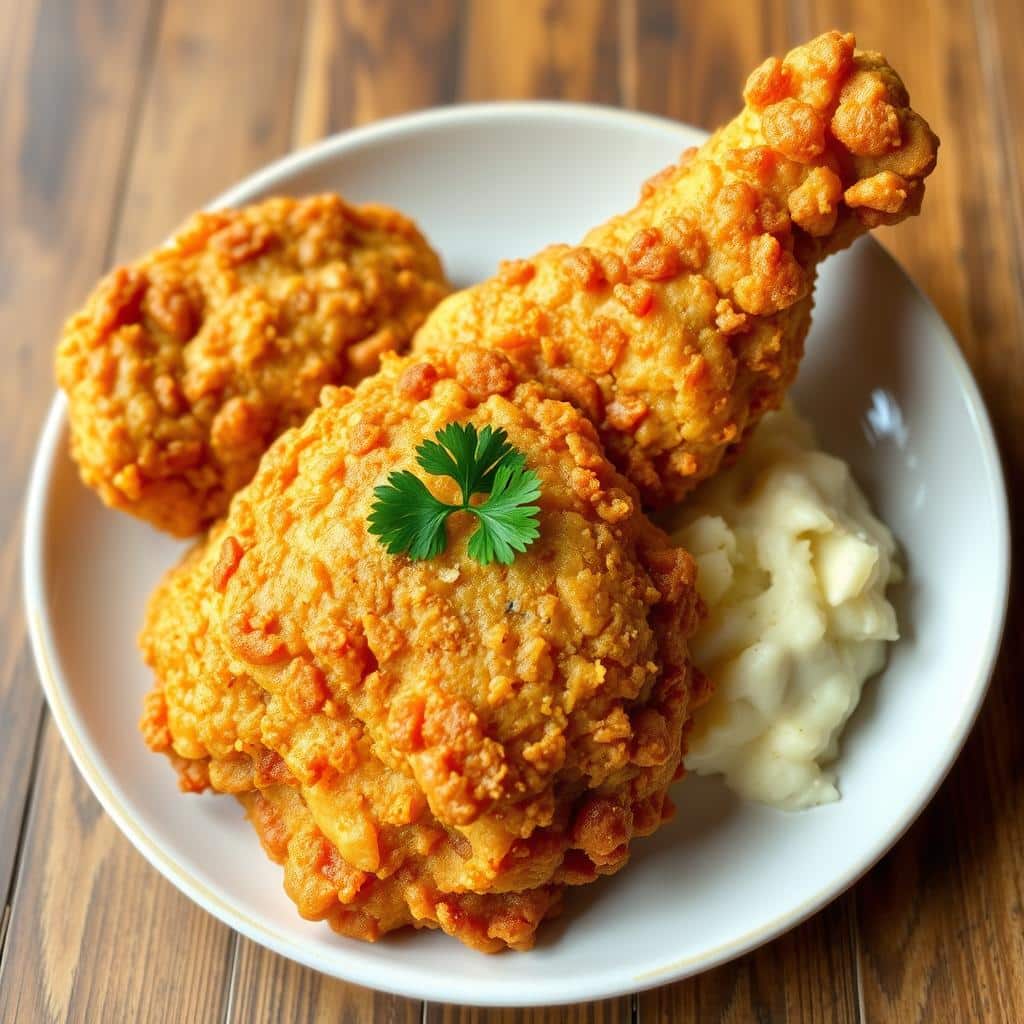 Crispy Fried Chicken with Mashed Potatoes