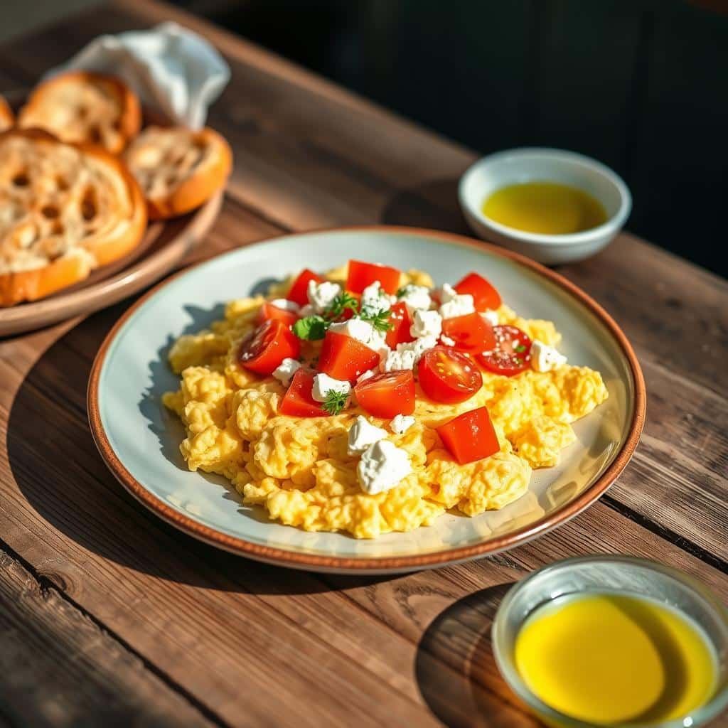 Greek-Style Scrambled Eggs with Feta and Tomatoes