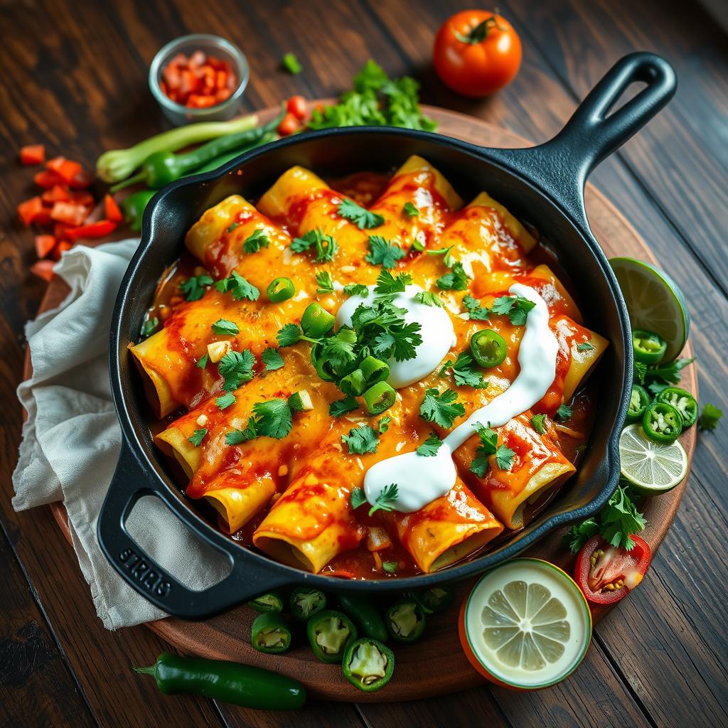 Green Chile Cast Iron Enchiladas