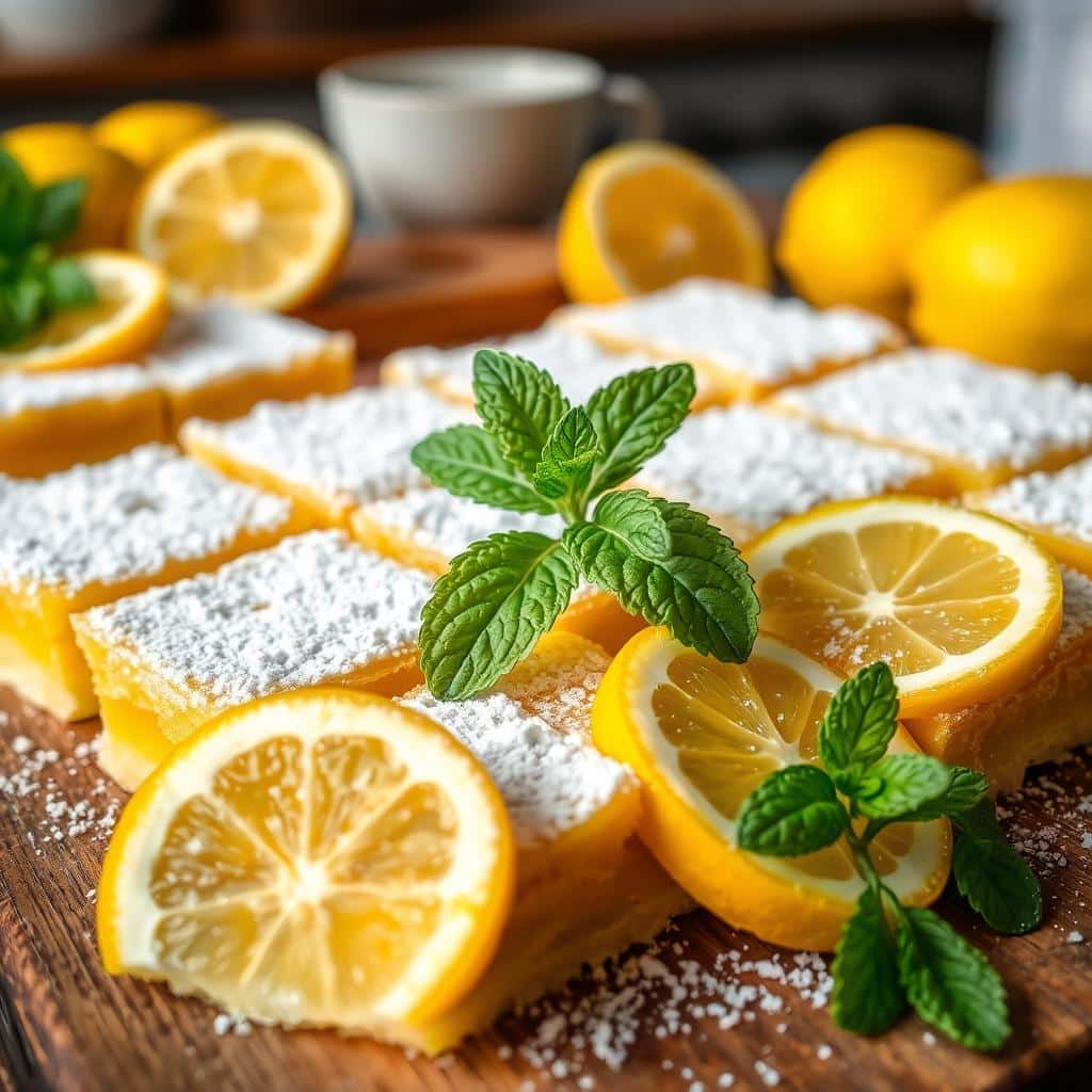 Lemon Bars with Powdered Sugar