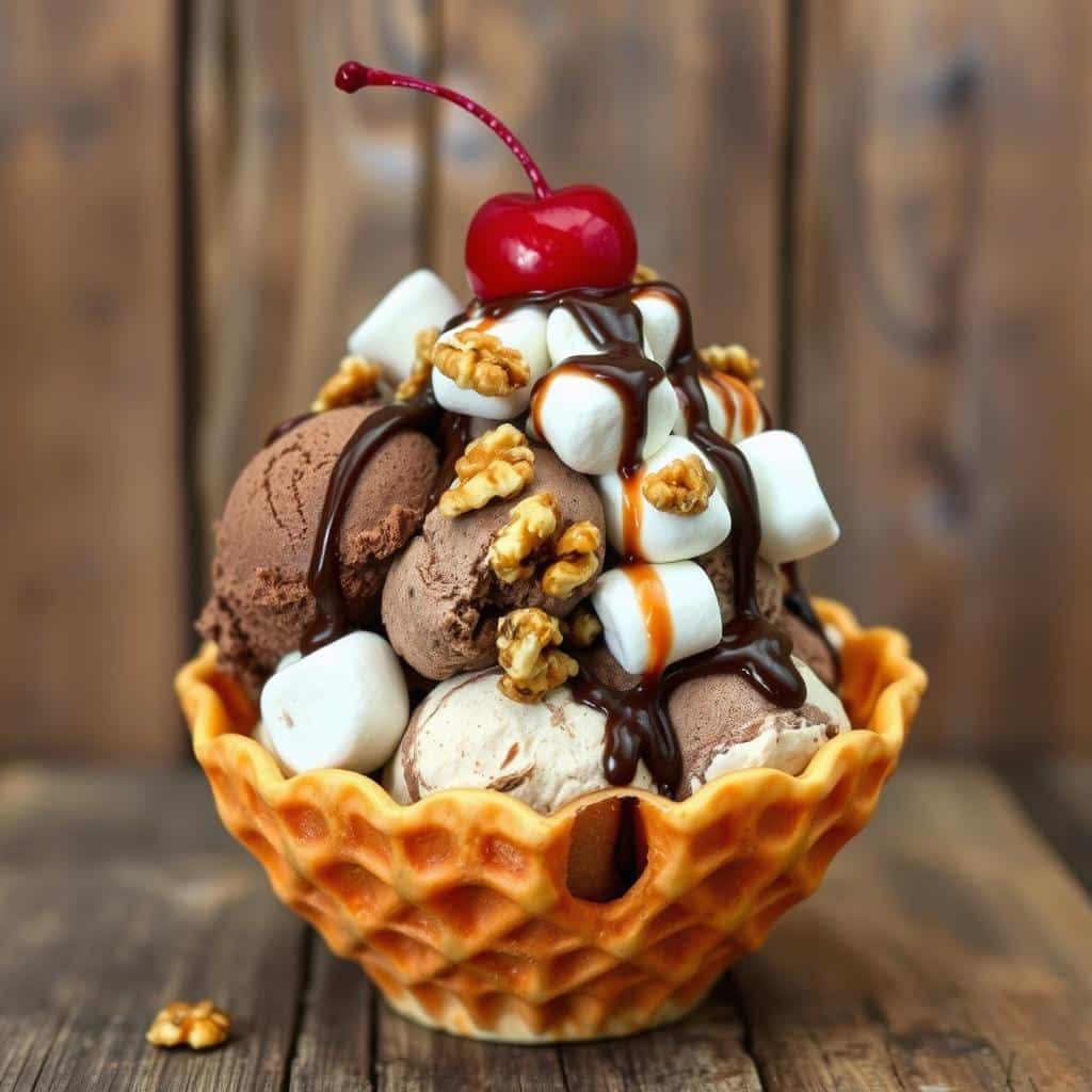 Rocky Road Ice Cream Sundae