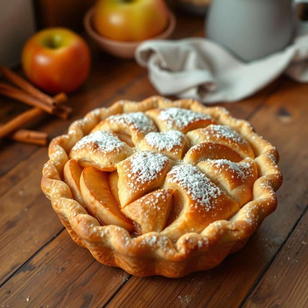 Easy Apple Pie with Cinnamon Roll Crust Recipe – A delicious fusion of apple pie and cinnamon roll crust.