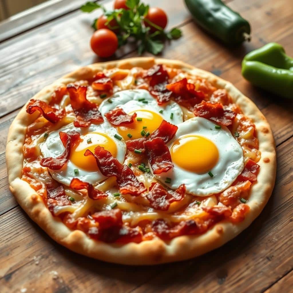 bacon egg pizza