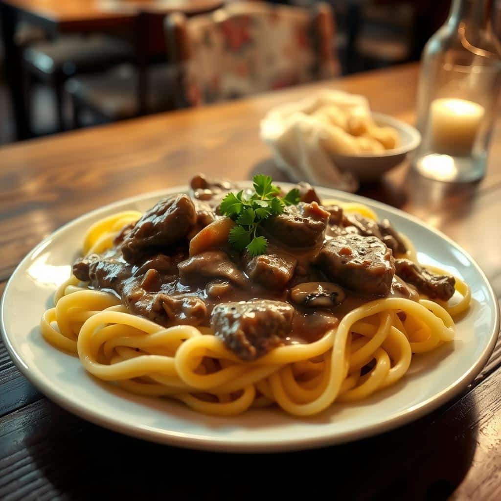 Find delicious beef stroganoff near me at local dining spots for a comforting meal.