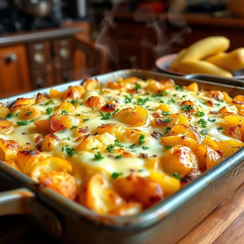 breakfast casserole with potatoes and cheese