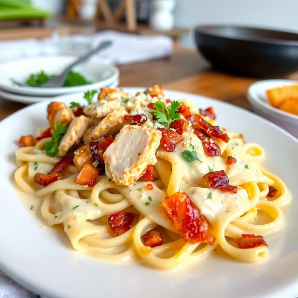 chicken and bacon pasta alfredo