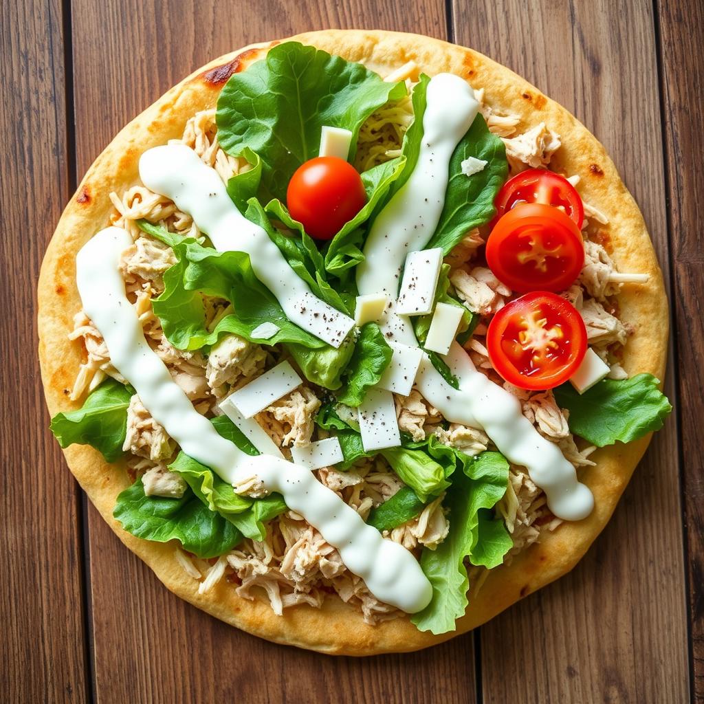 chicken crust caesar salad pizza