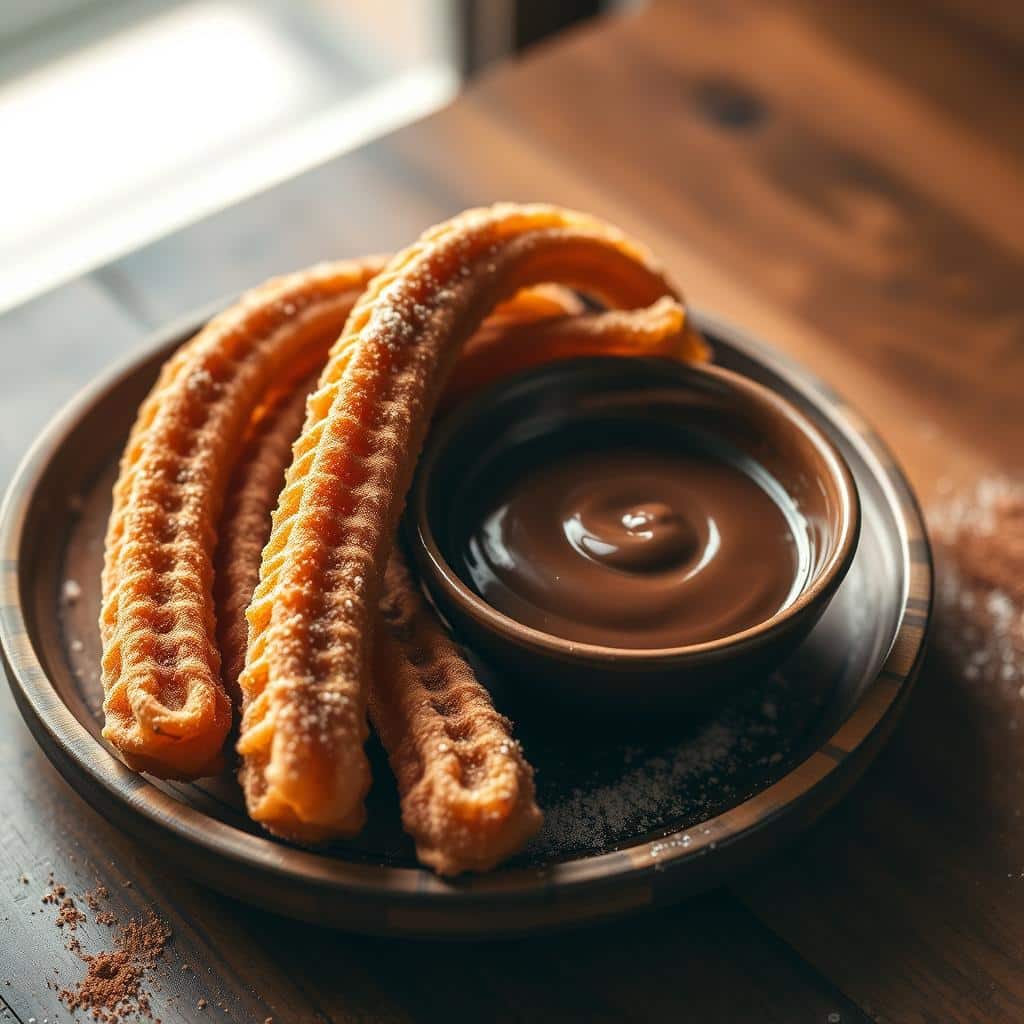 churros with cinnamon sugar and chocolate dip