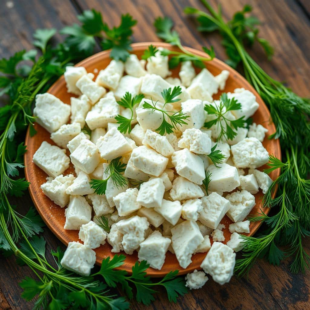 feta cheese and herbs