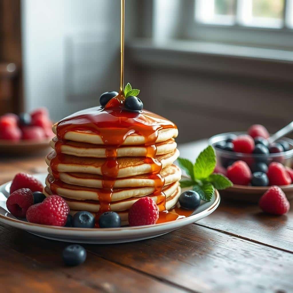 pancakes and maple syrup