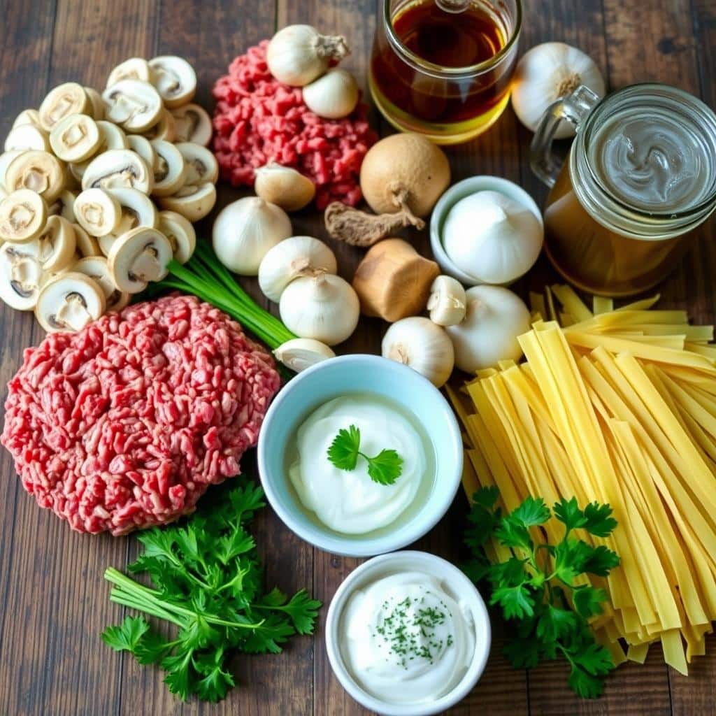 Ground Beef Stroganoff Ingredients